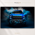 Ford F-150 Raptor Poster – Blue Off-Road Truck Wall Art, 4x4 Pickup Automotive Print, Garage Man Cave Decor Premium Poster Print - Pick Size