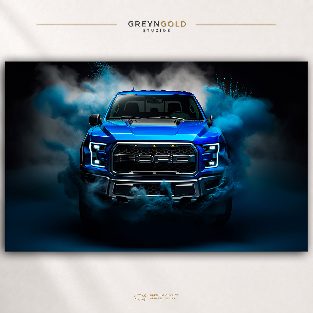 Ford F-150 Raptor Poster – Blue Off-Road Truck Wall Art, 4x4 Pickup Automotive Print, Garage Man Cave Decor Premium Poster Print - Pick Size