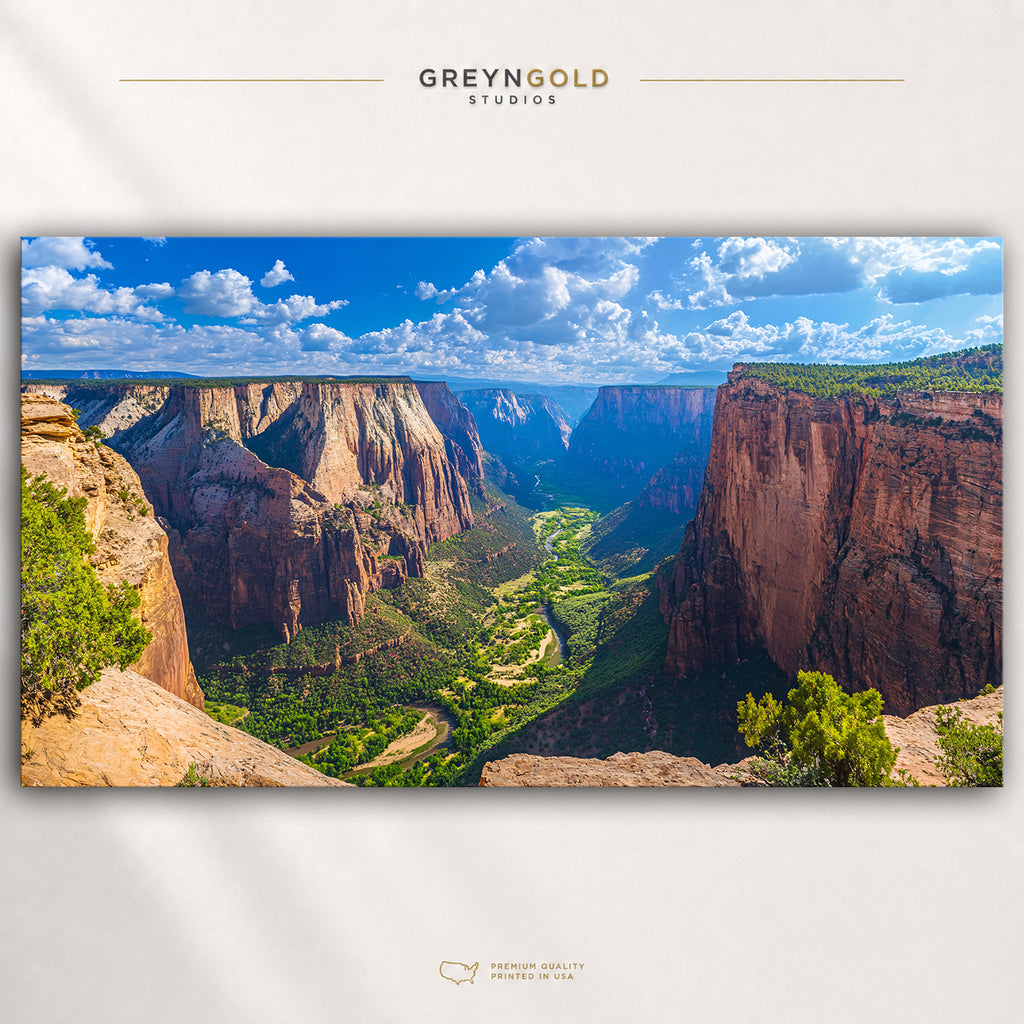Zion Canyon Utah Wall Art – USA National Park Landscape Poster, Mountain Valley Nature Print, Travel Home Wall Decor Premium Poster Print - Pick Size