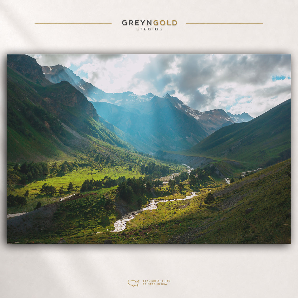 Mountain Valley Wall Art Poster - Scenic Landscape Print, Green Nature Decor, Wilderness Wall Art, Peaceful Bedroom Poster Premium Poster Print - Pick Size