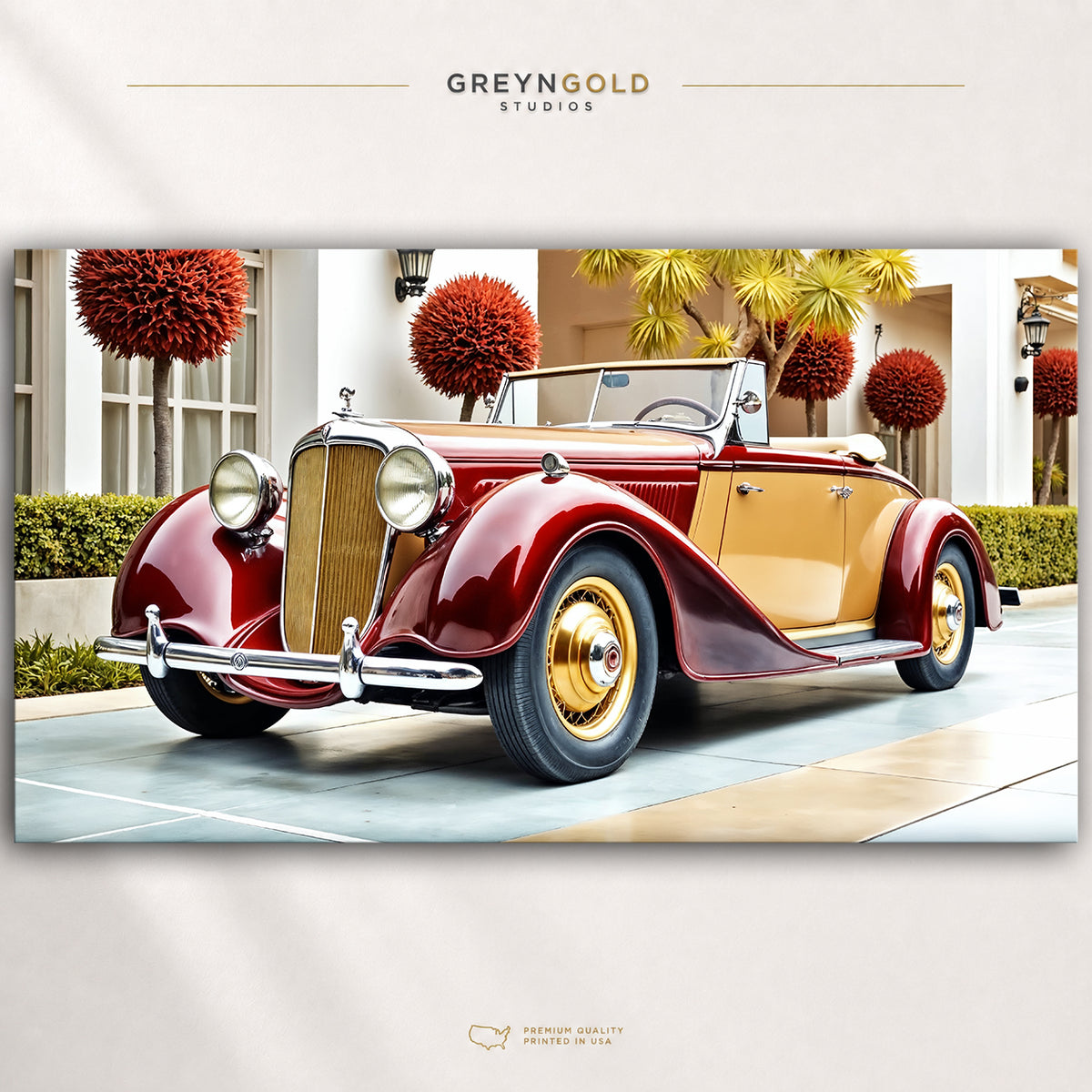 1930s Classic Car Poster – Vintage Luxury Cabriolet Wall Art & Retro Roadster Print, Garage Man Cave Decor Premium Poster Print - Pick Size