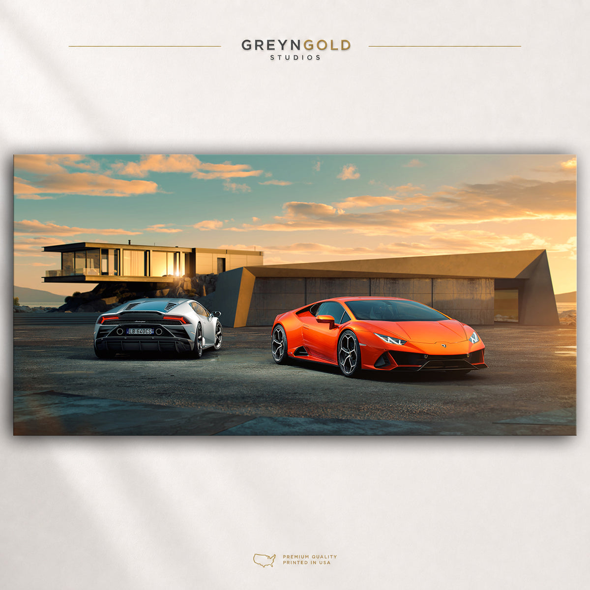 Lamborghini Huracan EVO Luxury Supercar Wall Art - Italian Sports Car Poster, Exotic Car Print, Racing Automotive, Modern Garage Office Bedroom Wall Decor Premium Poster Print - Pick Size