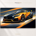 Mercedes-Benz AMG Roadster Wall Art Poster – Orange & Black Luxury Sports Car Print, German Supercar Artwork, Automotive Garage Decor, Man Cave & Bedroom Premium Poster Print - Pick Size