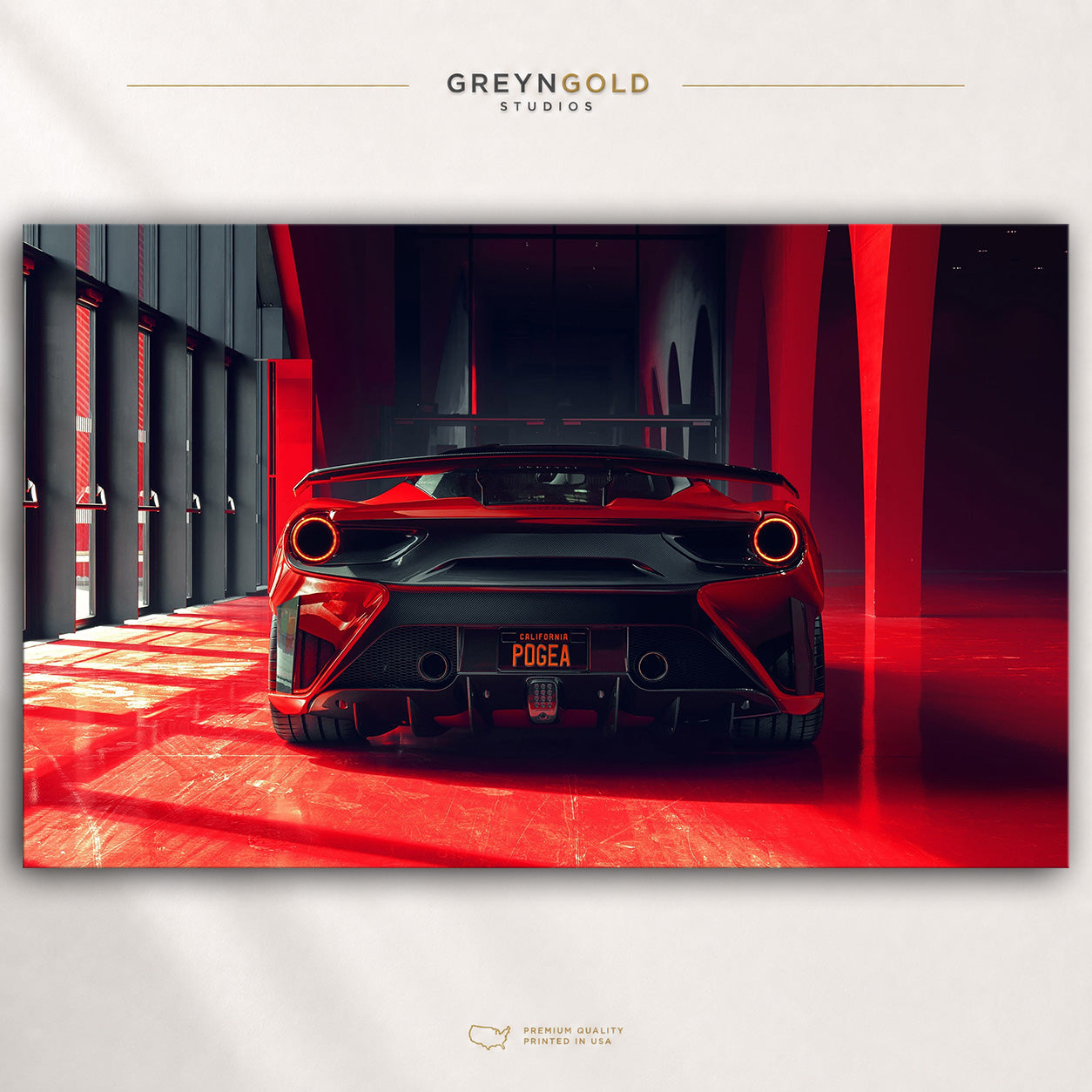 Red Ferrari Supercar Wall Art – Italian Exotic Racing Car Poster, Luxury Sports Car Print, Automotive Garage Decor, Man Cave Car Artwork Premium Poster Print - Pick Size