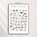 Ocean Animals Educational Poster for Kids - Sea Life & Marine Animals Learning Chart, Preschool Classroom Wall Art, Nursery Decor Premium Poster Print - Pick Size