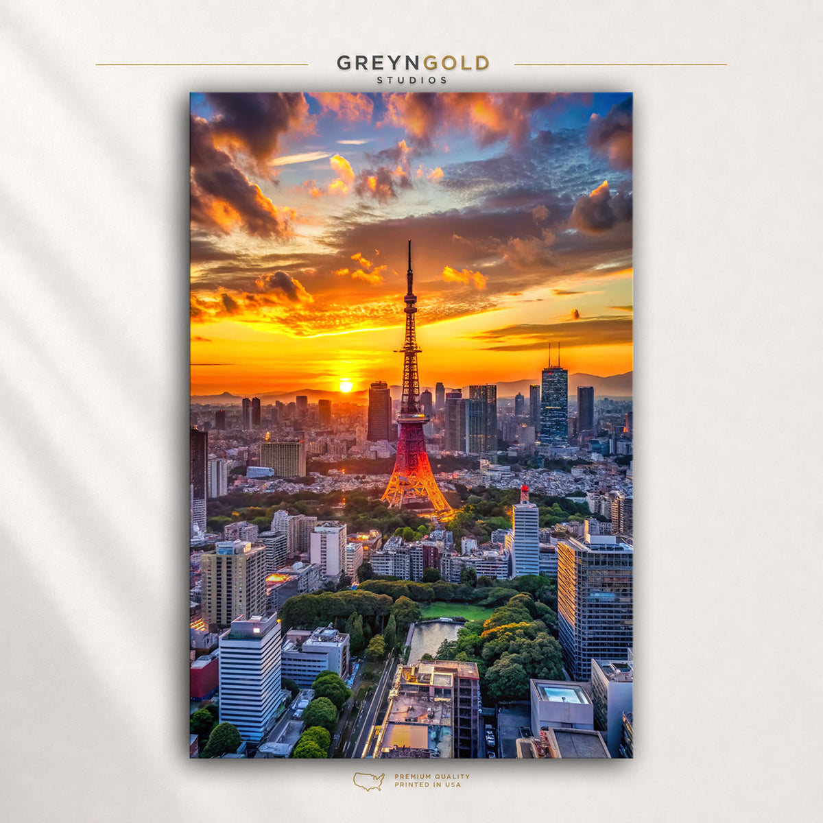 Tokyo Tower Sunset Poster – Japan Skyline Wall Art, Japanese Cityscape Travel Print, Modern Urban Home Decor Premium Poster Print - Pick Size