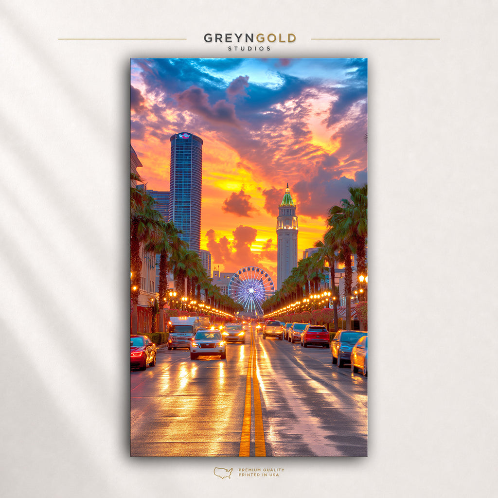 Miami Florida Cityscape Poster - Downtown Skyline Wall Art, Travel Print, Modern Home Decor Premium Poster Print - Pick Size
