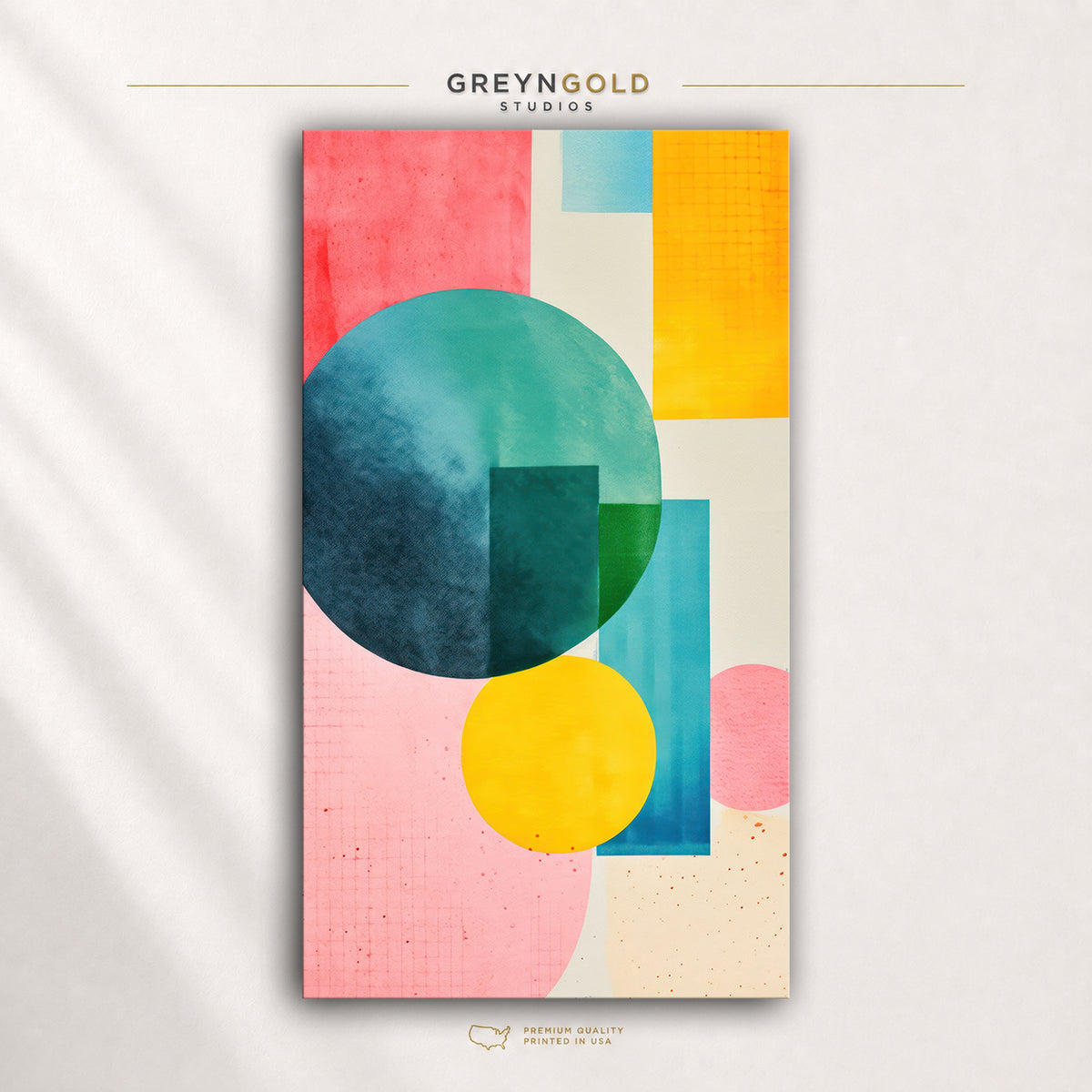 Colorful Geometric Abstract Wall Art Poster - Mid Century Modern Print, Contemporary Shapes Artwork, Bright Living Room Bedroom Decor Premium Poster Print - Pick Size