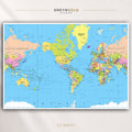 Political World Map Wall Art Poster – Detailed World Atlas, Educational Geography Map Print, Countries & Continents, Classroom Decor, Office Wall Art, Travel Map, Kids Learning Poster Premium Poster Print - Pick Size