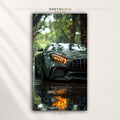 Mercedes-Benz AMG GT Wall Art Poster – Green Luxury Sports Car Print, Rainy Day Automotive Artwork, German Supercar Poster, Garage, Office & Man Cave Decor Premium Poster Print - Pick Size