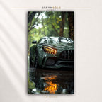 Mercedes-Benz AMG GT Wall Art Poster – Green Luxury Sports Car Print, Rainy Day Automotive Artwork, German Supercar Poster, Garage, Office & Man Cave Decor Premium Poster Print - Pick Size