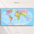 Political World Map Wall Art Poster – Detailed Countries & Continents, Educational Geography World Atlas Print, Classroom Decor, Office Wall Art, Travel Map, Kids Learning Poster Premium Poster Print - Pick Size