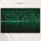 Evergreen Forest Lake Wall Art Poster - Pine Trees Reflection Landscape Print, Green Nature Poster, Peaceful Lake Decor, Scenic Wilderness Wall Art, Living Room Bedroom Decor Premium Poster Print - Pick Size