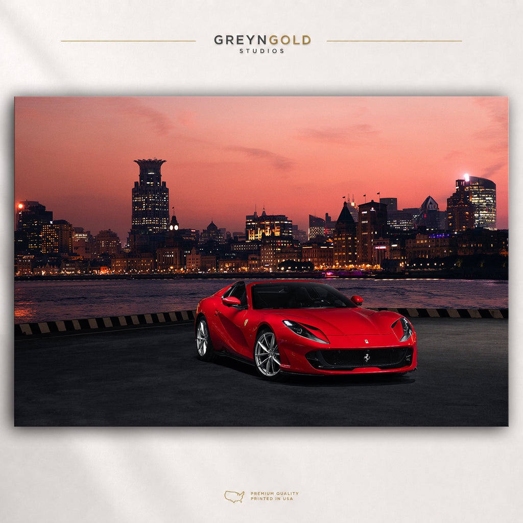 Red Ferrari 812 Superfast Wall Art – Italian Exotic Sports Car Poster, Luxury Performance Car Print, Supercar Garage Decor, Man Cave Automotive Art Premium Poster Print - Pick Size