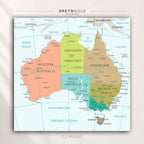 Australia Map Wall Art Poster – Detailed Australian States, Territories & Cities Map, Classroom Learning Decor, Kids Study Room Poster, Travel Map, Office & Home Decor Premium Poster Print - Pick Size