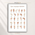 Sign Language Alphabet Poster – ASL ABC Learning Chart for Kids, Classroom Educational Wall Art, Homeschool Decor Premium Poster Print - Pick Size