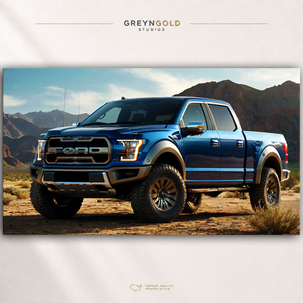 Ford F-150 Raptor Wall Art Poster – Blue 4x4 Pickup Truck Print, Garage & Man Cave Decor, Automotive Print Premium Poster Print - Pick Size