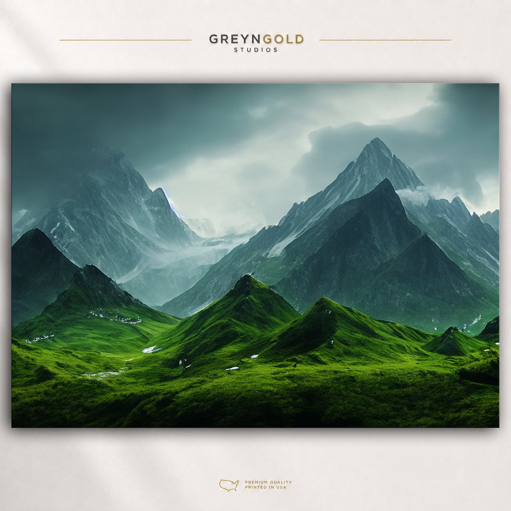 Mountain Landscape Nature Wall Art - Peaceful Scenery Decor, Modern Home Office Bedroom Art Premium Poster Print - Pick Size