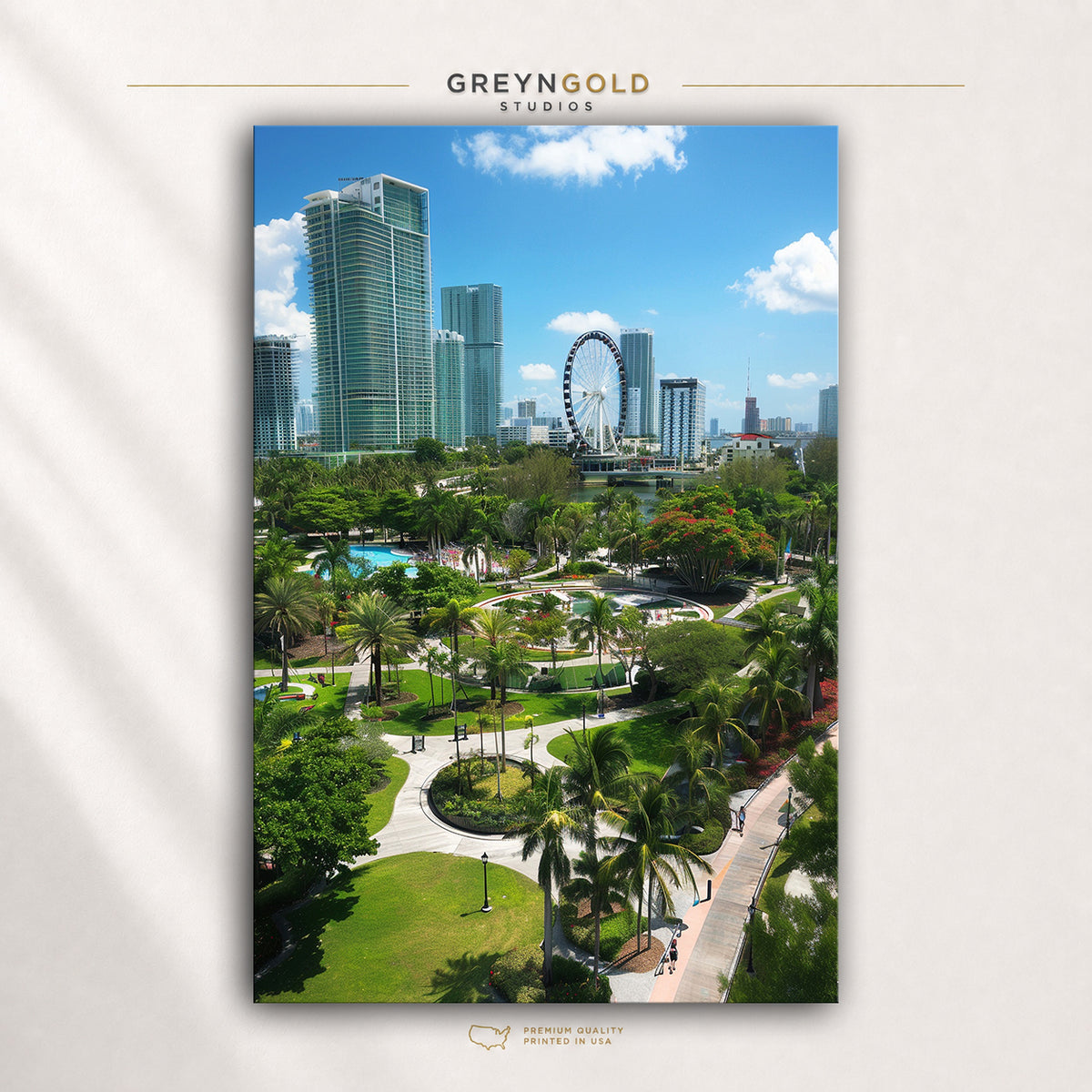 Miami Downtown Poster - USA City Skyline Wall Art, Florida Cityscape Print, Travel Home Decor Premium Poster Print - Pick Size