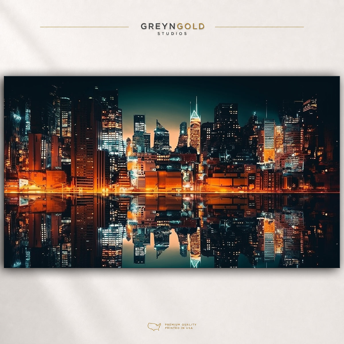 New York Skyline Wall Art Poster – Cityscape Print, Modern Urban Decor, City Lights Architecture Artwork Premium Poster Print - Pick Size