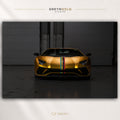 Lamborghini Aventador Poster - Italian Supercar Wall Art, Gold Exotic Sports Car Print, Luxury Automotive Decor, Racing Car Poster, Garage Man Cave Art Premium Poster Print - Pick Size