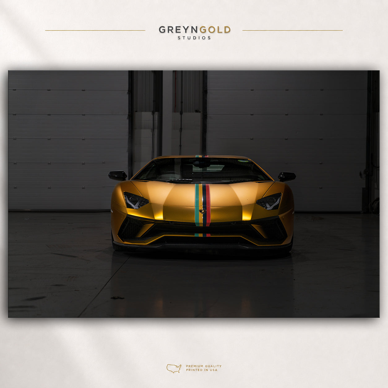 Lamborghini Aventador Poster - Italian Supercar Wall Art, Gold Exotic Sports Car Print, Luxury Automotive Decor, Racing Car Poster, Garage Man Cave Art Premium Poster Print - Pick Size