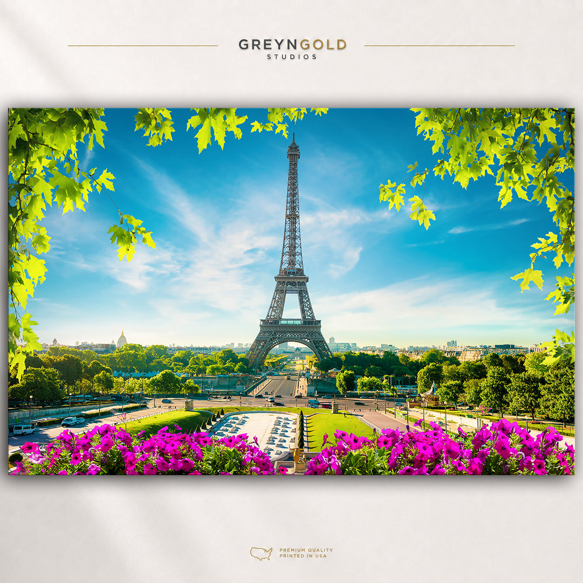 Paris Cityscape Poster - Eiffel Tower Print, France Travel Wall Art, Modern Urban Decor Premium Poster Print - Pick Size