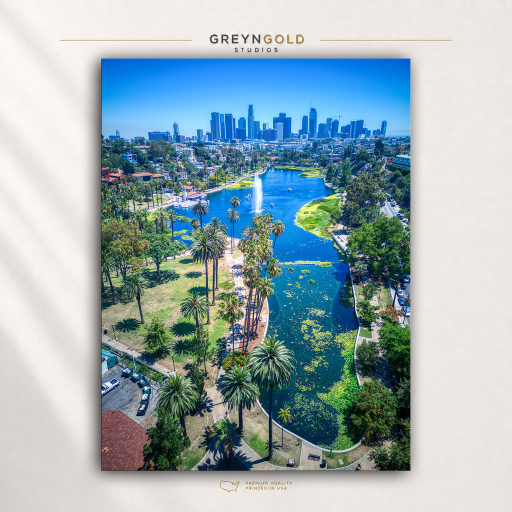 Los Angeles Cityscape Poster – Downtown LA Skyline, Lake View, California Wall Art & Travel Decor Premium Poster Print - Pick Size