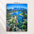 Los Angeles Cityscape Poster – Downtown LA Skyline, Lake View, California Wall Art & Travel Decor Premium Poster Print - Pick Size