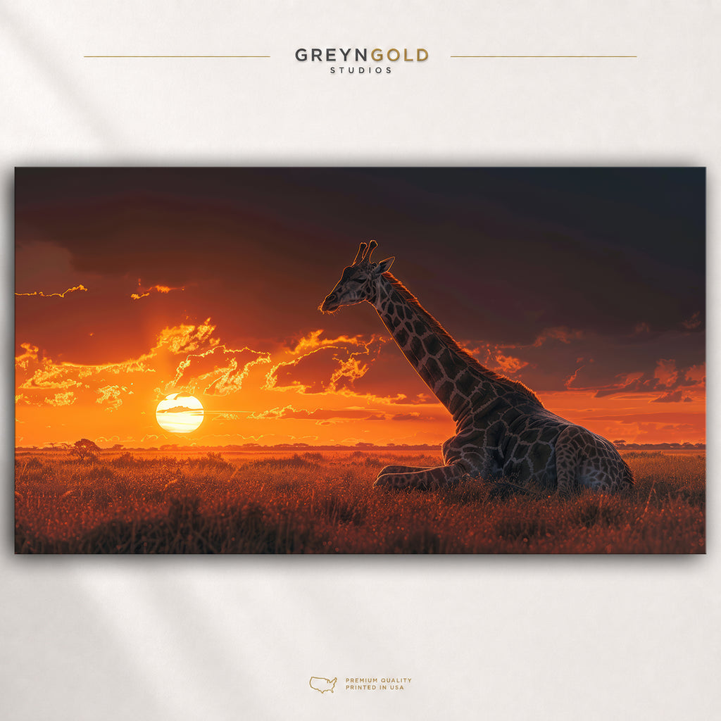 Giraffe Wall Art Poster - Sunset Forest Print, Safari Animal Decor, Wildlife Nature Artwork, Living Room Office Bedroom Wall Art Premium Poster Print - Pick Size