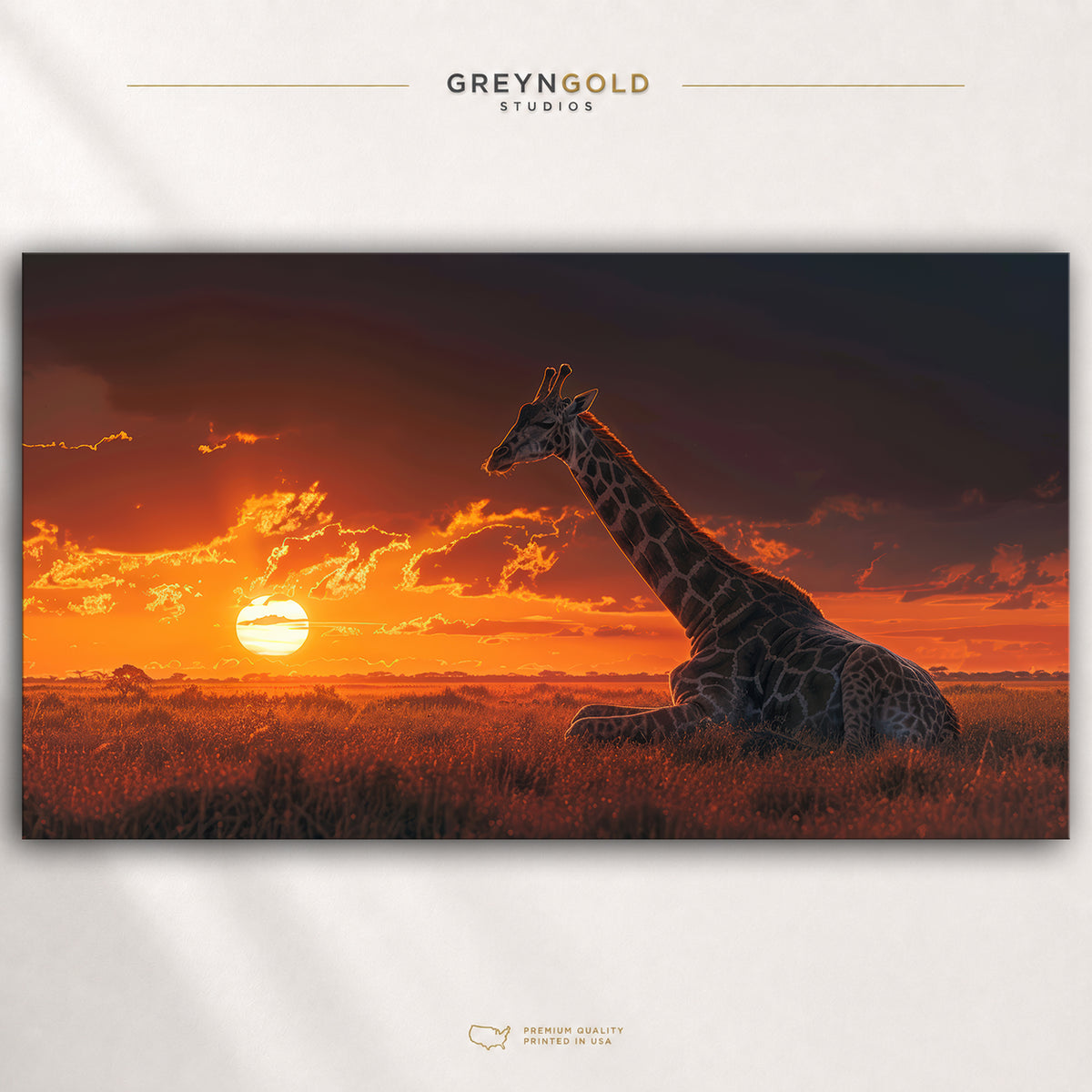 Giraffe Wall Art Poster - Sunset Forest Print, Safari Animal Decor, Wildlife Nature Artwork, Living Room Office Bedroom Wall Art Premium Poster Print - Pick Size