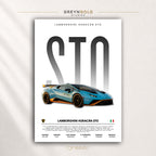 Lamborghini Huracán STO Poster, Italian Supercar Wall Art, Exotic Sports Car Specification Print, Racing Automotive Decor, Garage Man Cave Car Art Premium Poster Print - Pick Size