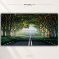 Forest Road Wall Art - Misty Tree Tunnel Print, Scenic Woodland Nature Poster, Green Forest Path Decor, Living Room Bedroom Decor Premium Poster Print - Pick Size