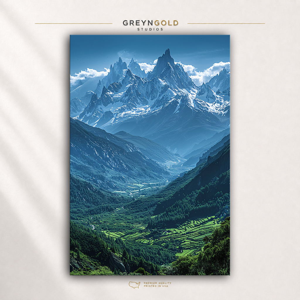 Blue Mountain Wall Art Poster - Scenic Landscape Print, Peaceful Nature Decor, Mountain View Poster, Modern Home Wall Art Premium Poster Print - Pick Size