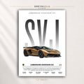 Lamborghini Aventador SVJ Poster - Italian Supercar Wall Art, Exotic Sports Car Specification Print, Racing Automotive Decor, Garage Man Cave Car Art Premium Poster Print - Pick Size