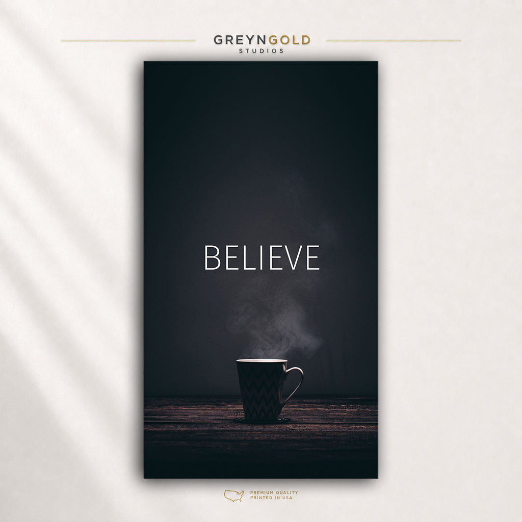 Believe Motivational Wall Art Poster – Inspirational Positive Mindset Quote Print for Office, Bedroom & Home Decor Premium Poster Print - Pick Size