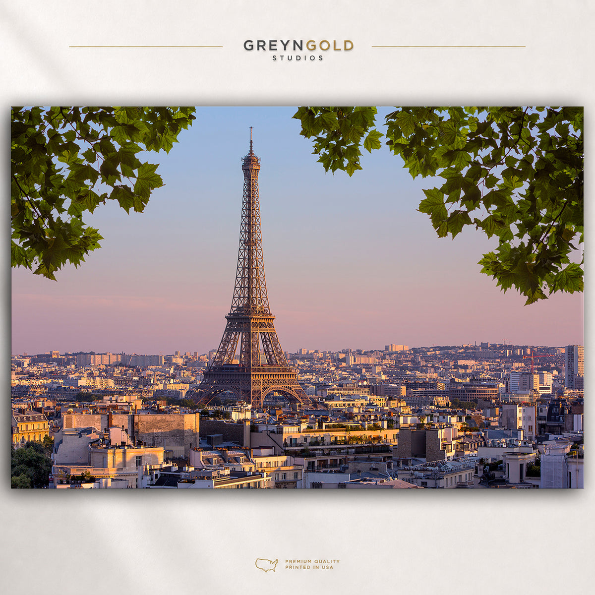 Paris Sunset Poster - Eiffel Tower Wall Art, France Travel Print, Romantic Cityscape Decor for Home & Office Premium Poster Print - Pick Size