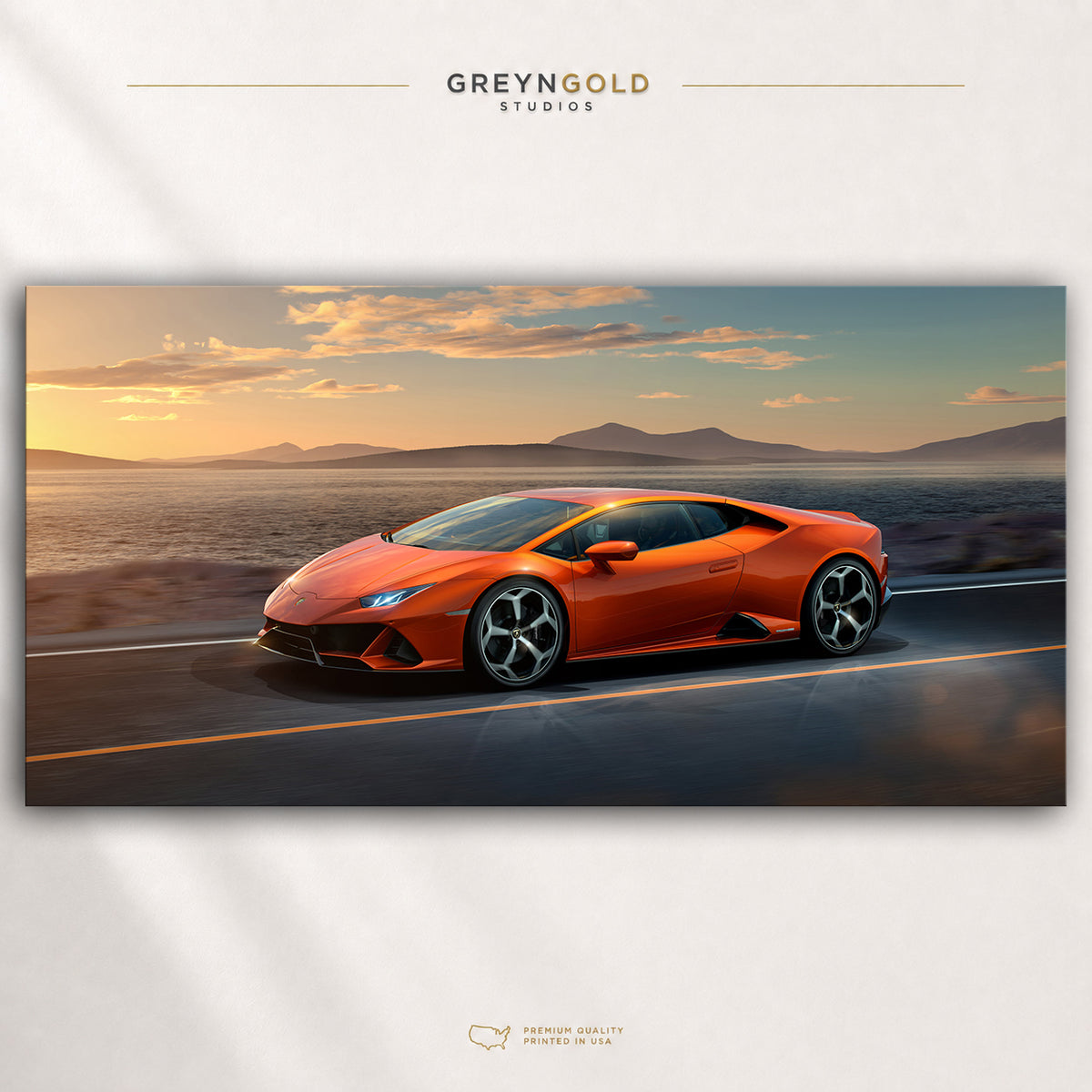 Orange Lamborghini Huracan EVO Super Cars Wall Poster - Exotic Sports Car Artwork, Luxury Racing Car Print, Automotive Wall Decor, Garage Bedroom Office Car Art Premium Poster Print - Pick Size