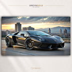 Black Lamborghini Aventador Italian Super Cars Wall Poster - Exotic Sports Car Artwork, Luxury Racing Car Print, Automotive Wall Decor, Garage Bedroom Office Car Art Premium Poster Print - Pick Size