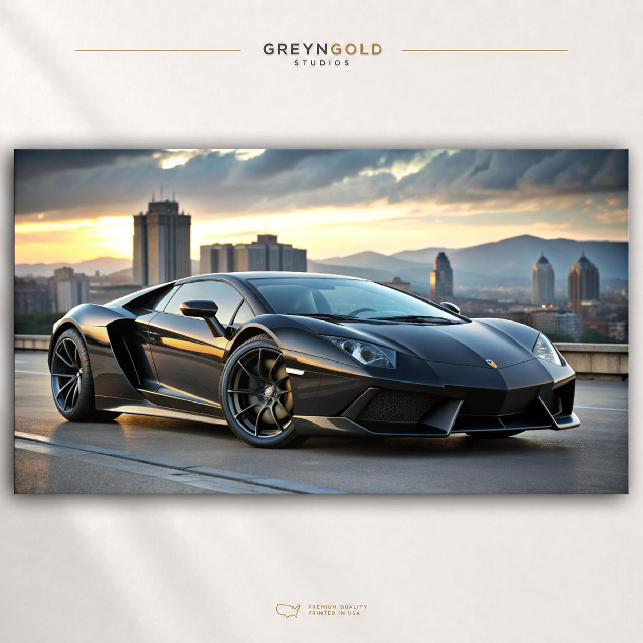 Black Lamborghini Aventador Italian Super Cars Wall Poster - Exotic Sports Car Artwork, Luxury Racing Car Print, Automotive Wall Decor, Garage Bedroom Office Car Art Premium Poster Print - Pick Size