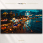 Miami Waterfront Poster - Bayside Marketplace Wall Art, Miami Florida Night Cityscape, USA Travel Print, Coastal City Decor Premium Poster Print - Pick Size