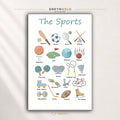Sports Poster for Kids – Sports Names Learning Chart, Educational Classroom Wall Art, Preschool Kindergarten Homeschool Decor Premium Poster Print - Pick Size