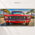 Classic Ford Mustang Poster – Red Vintage Muscle Car Wall Art, American Automotive Print, Retro Garage & Man Cave Decor Premium Poster Print - Pick Size