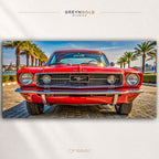 Classic Ford Mustang Poster – Red Vintage Muscle Car Wall Art, American Automotive Print, Retro Garage & Man Cave Decor Premium Poster Print - Pick Size