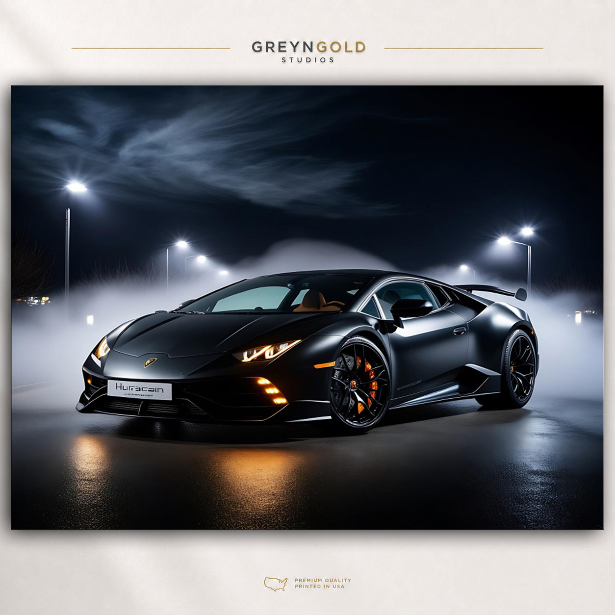 Black Lamborghini Aventador Super Car Wall Poster - Exotic Sports Car Artwork, Luxury Racing Car Print, Automotive Wall Decor, Garage Bedroom Office Car Art Premium Poster Print - Pick Size