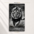 Lion Wall Art Poster - Black and White Wildlife Print, Majestic Lion Photography, Safari Animal Decor, Modern Living Room Office Wall Art Premium Poster Print - Pick Size