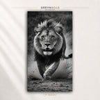 Lion Wall Art Poster - Black and White Wildlife Print, Majestic Lion Photography, Safari Animal Decor, Modern Living Room Office Wall Art Premium Poster Print - Pick Size