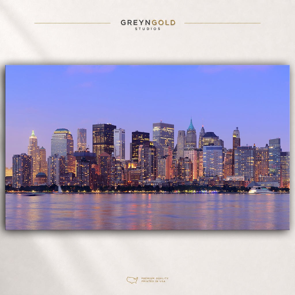 Manhattan Skyline Wall Art Poster – New York Cityscape at Dusk, Downtown Urban Architecture Print, Home & Office Decor Premium Poster Print - Pick Size