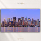 Manhattan Skyline Wall Art Poster – New York Cityscape at Dusk, Downtown Urban Architecture Print, Home & Office Decor Premium Poster Print - Pick Size