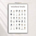 Woodland Animal Tracks Poster for Kids - Wildlife Footprints & Paw Prints Learning Chart, Preschool Nature Classroom Decor Premium Poster Print - Pick Size